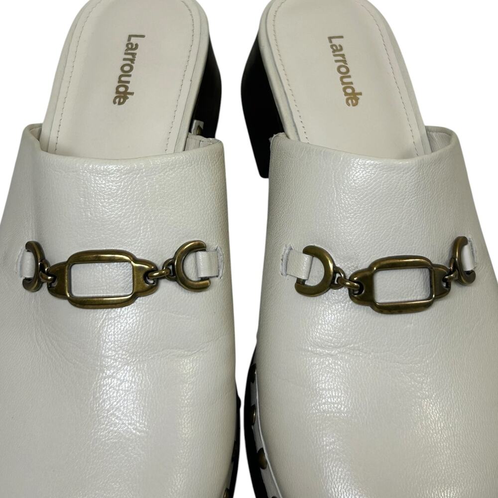 Larroudé Women's 'Zuzi Bit Mule' Leather Clog Slip-On Retro Ivory White Size 7.5 - Picture 10 of 15